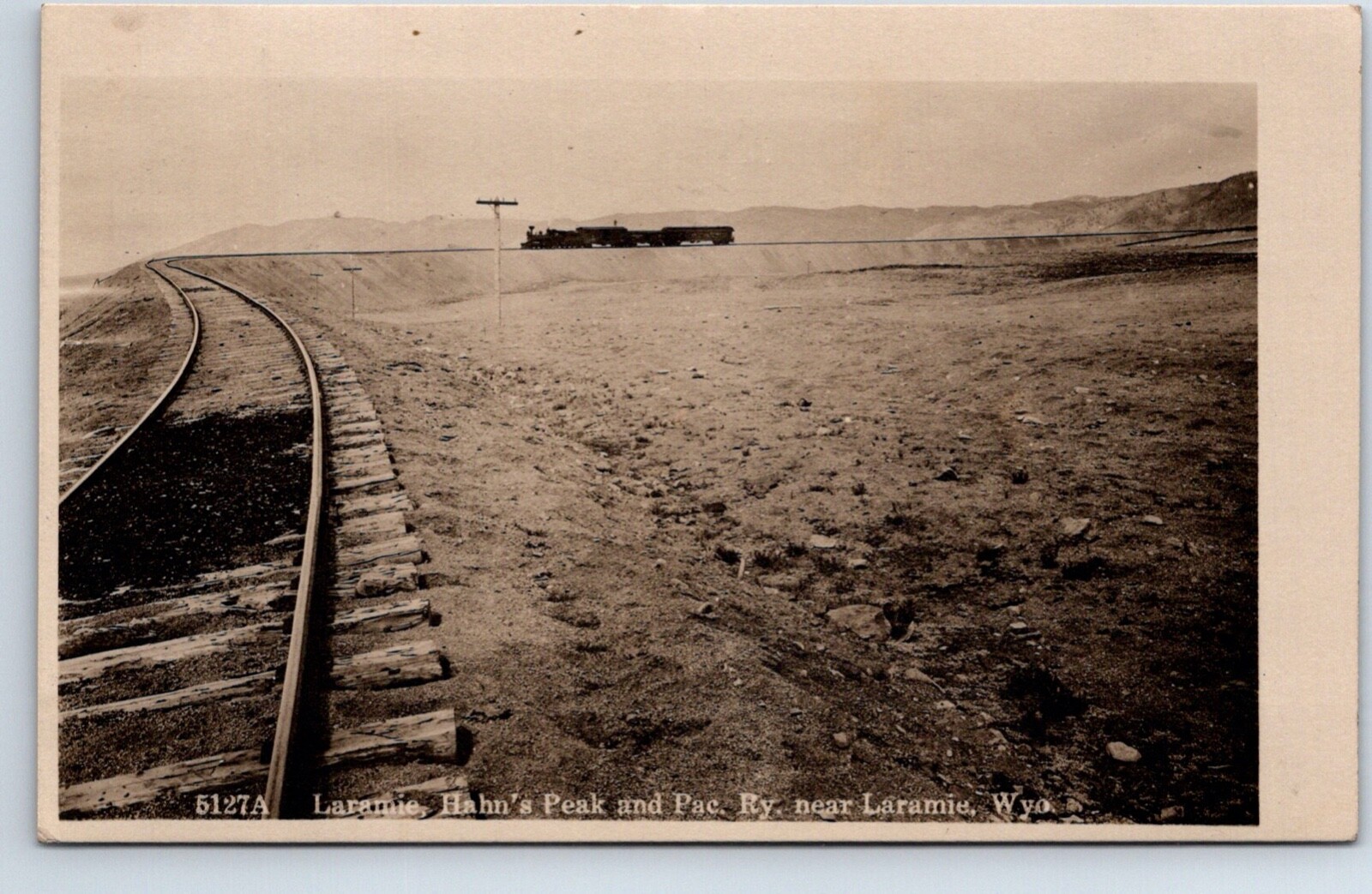 RPPC Real Photo Postcard Wyoming Laramie Hahn\'s Peak and Pacific Railway Train