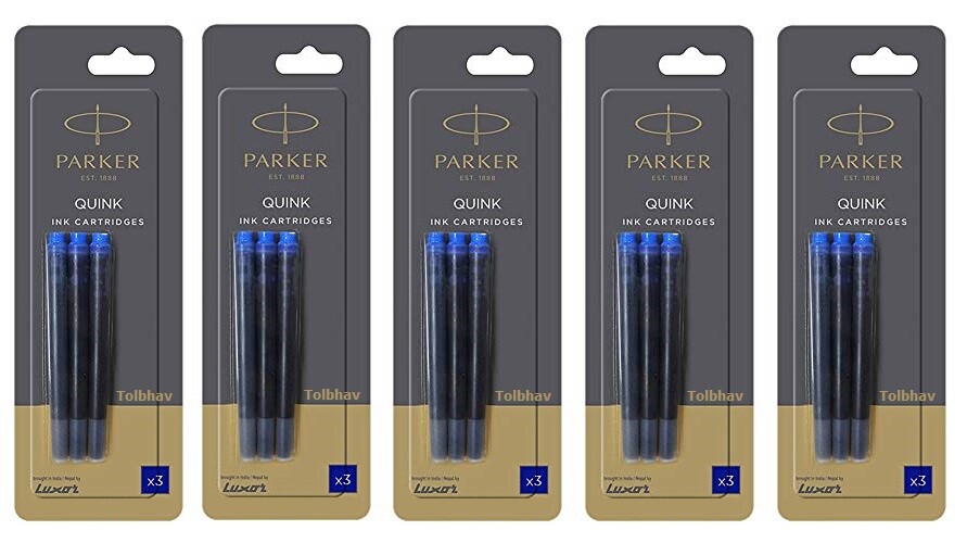 15 X Parker Blue Ink Cartridges Refills for Aster Vector Frontier Fountain Pen