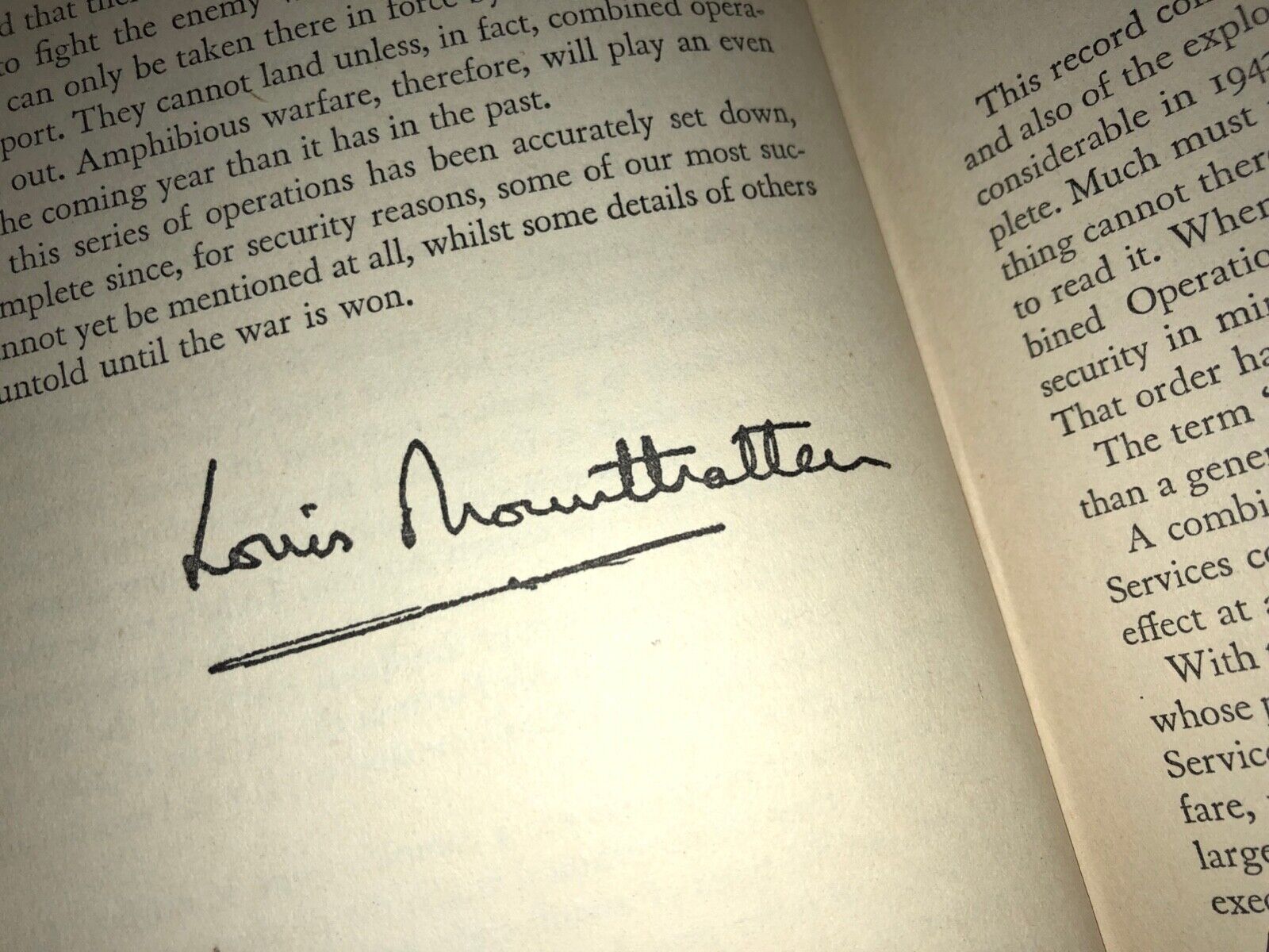 Signed Louis Mountbatten  1943 Combined Operations Official Story of Commandos