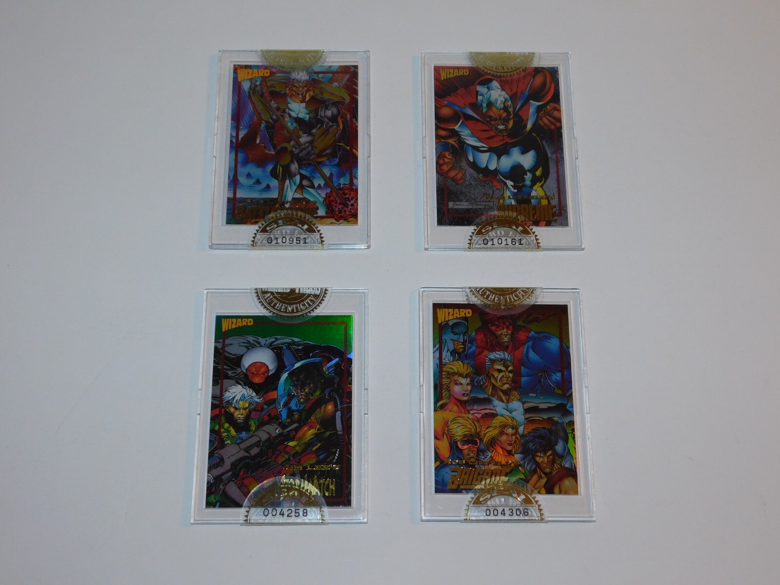 1993 WIZARD Holo Foil Promo Card LOT x4 SEALED STORMWATCH SUPREME JIM LEE ROB