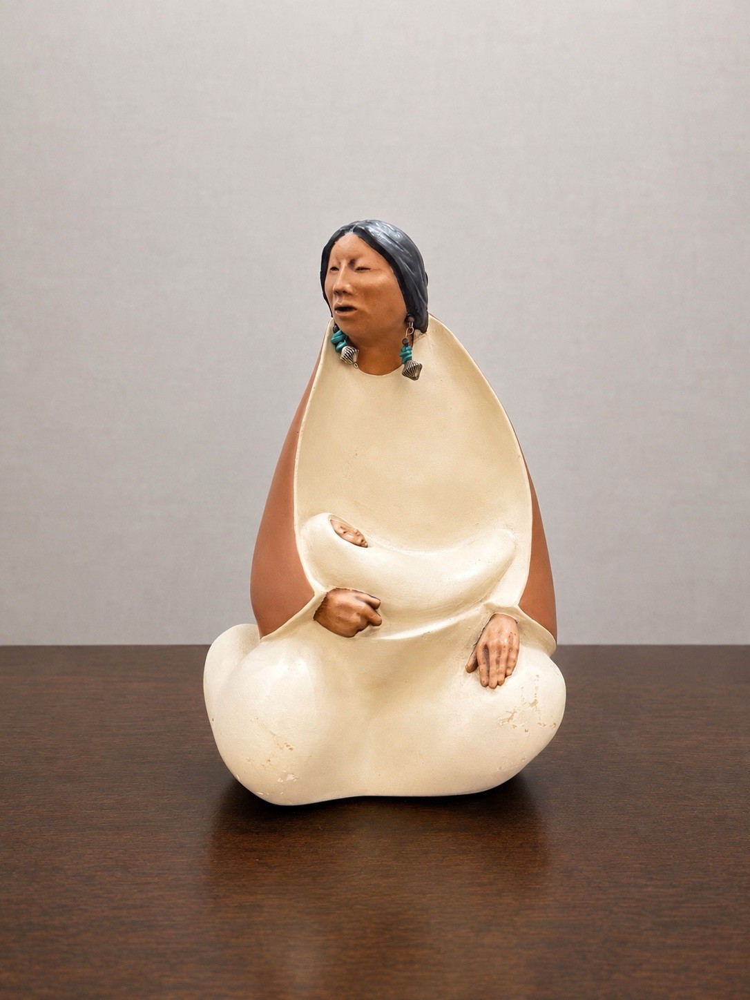 Vintage Nova 5 Native American Mother & Baby Pottery Sculpture NM 9.5