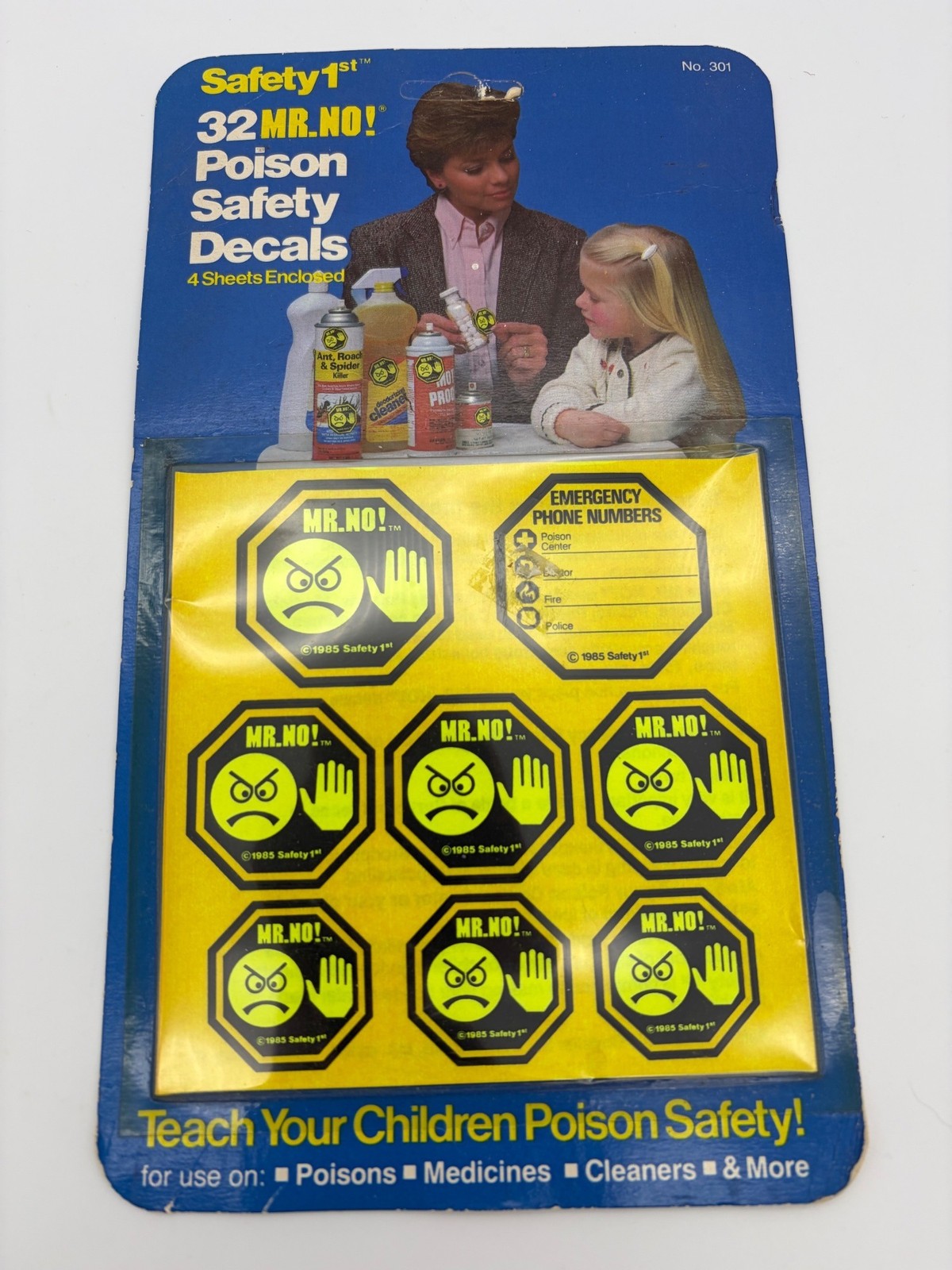 Vintage 1985 Safety 1st MR NO Poison Safety Decals 32 Stickers New Old Stock 301 Vintage 1985 Safety 1st MR NO Poison Safety Decals 32 Stickers New Old Stock 301
