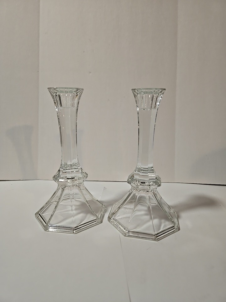 Set of 2 Vintage 8 Inch Beautiful Crystal Candlestick CandleHolders