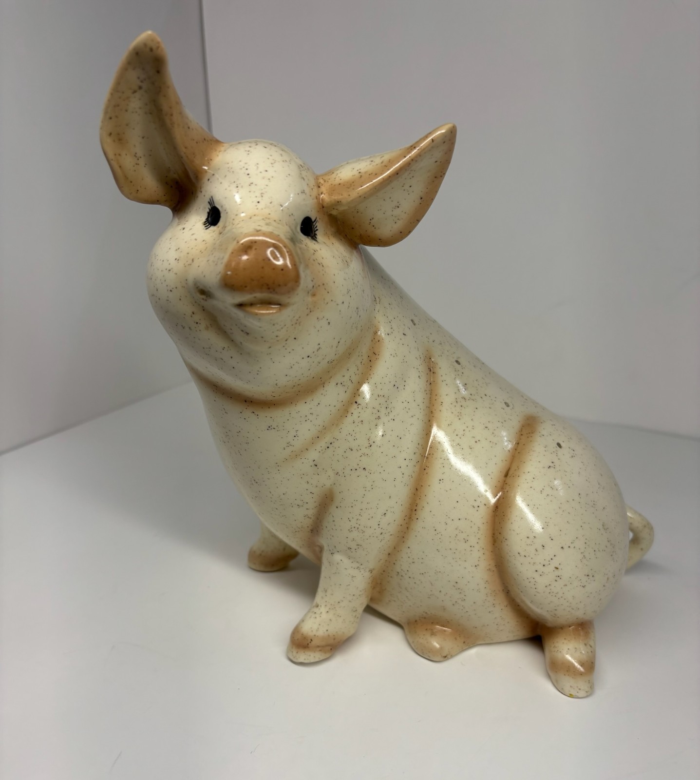 Vintage Otagiri Style Pig Potpourri Holder Pink Speckled Ceramic 10”