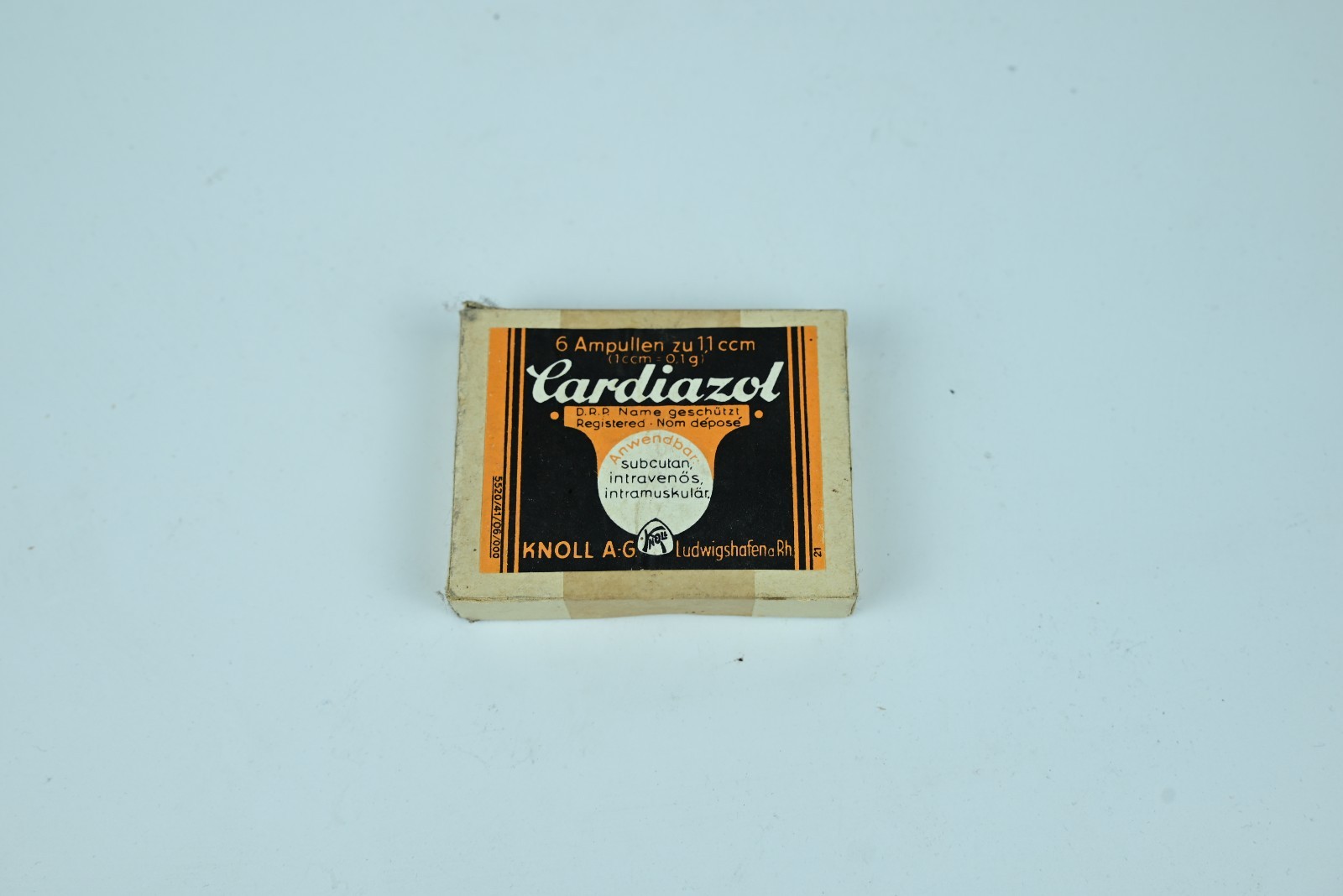 Rare Vintage Cardiazol Knoll A.G. Ludwigshafen 6 Ampoules Box German Medical Ant
