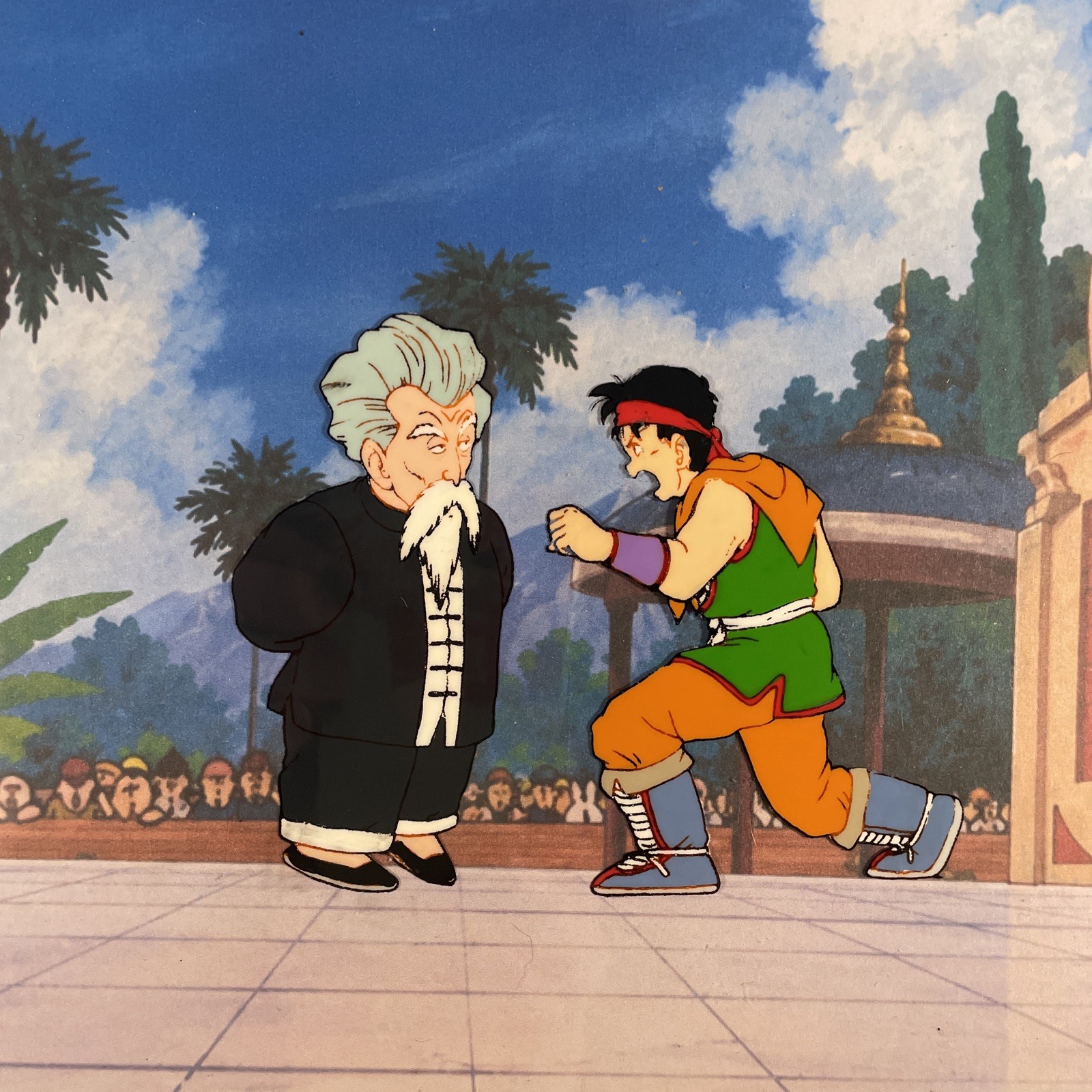 DRAGON BALL Z ANIMATION CEL anime Cel  JACKIE CHUN Vs MASTER RASHI vintage I14