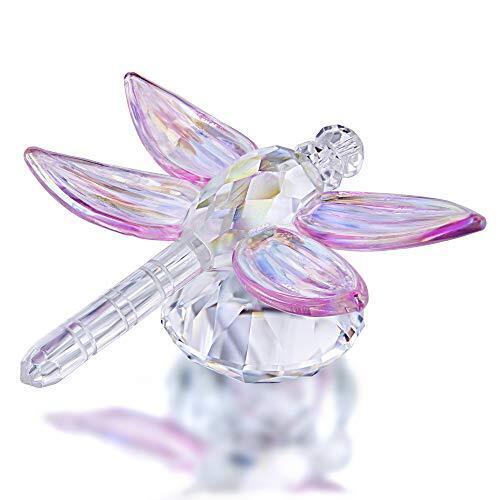 Crystal Dragonfly Glass Figurines Collectibles with Crystal Diamond Base Cut ...