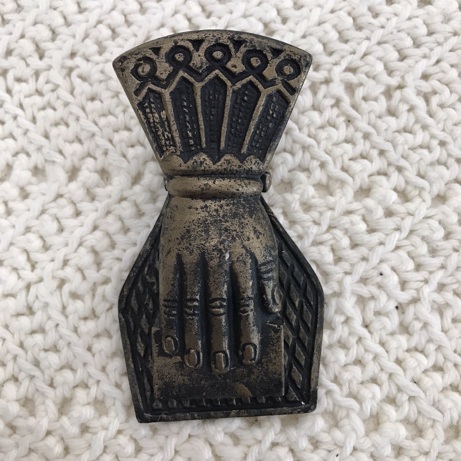 Vintage Victorian Brass Handcrafted Embossed Wax Casted Handshape Letter Clip