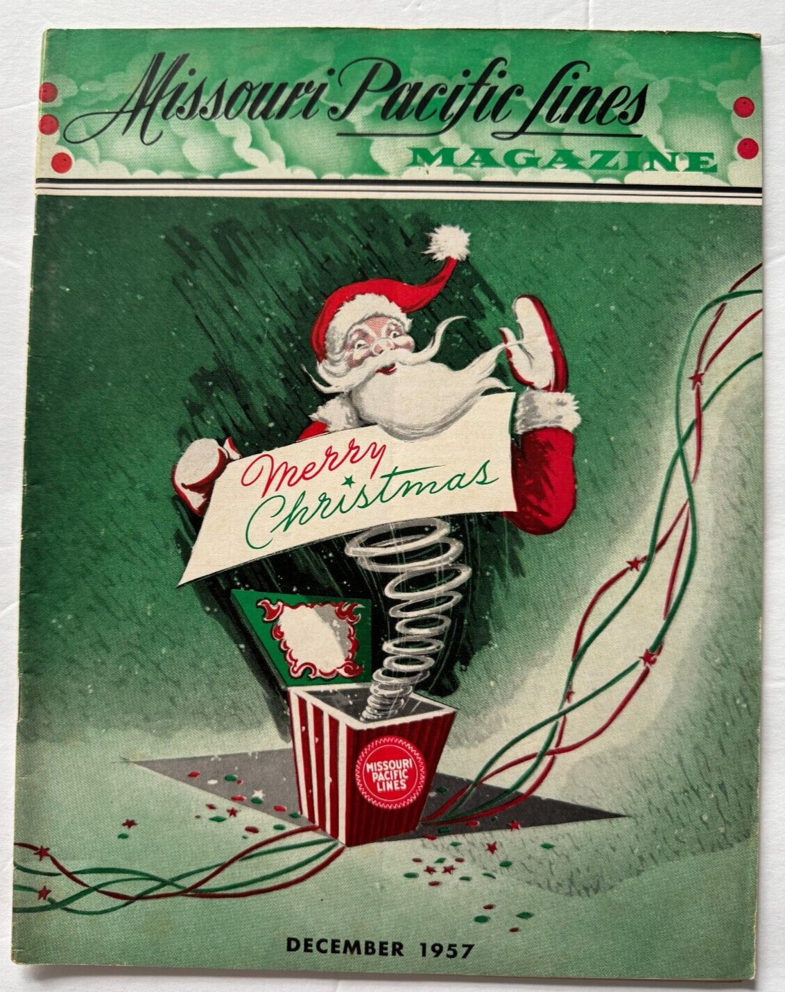Vintage December 1957 Missouri Pacific Lines Magazine RR Railroad trains