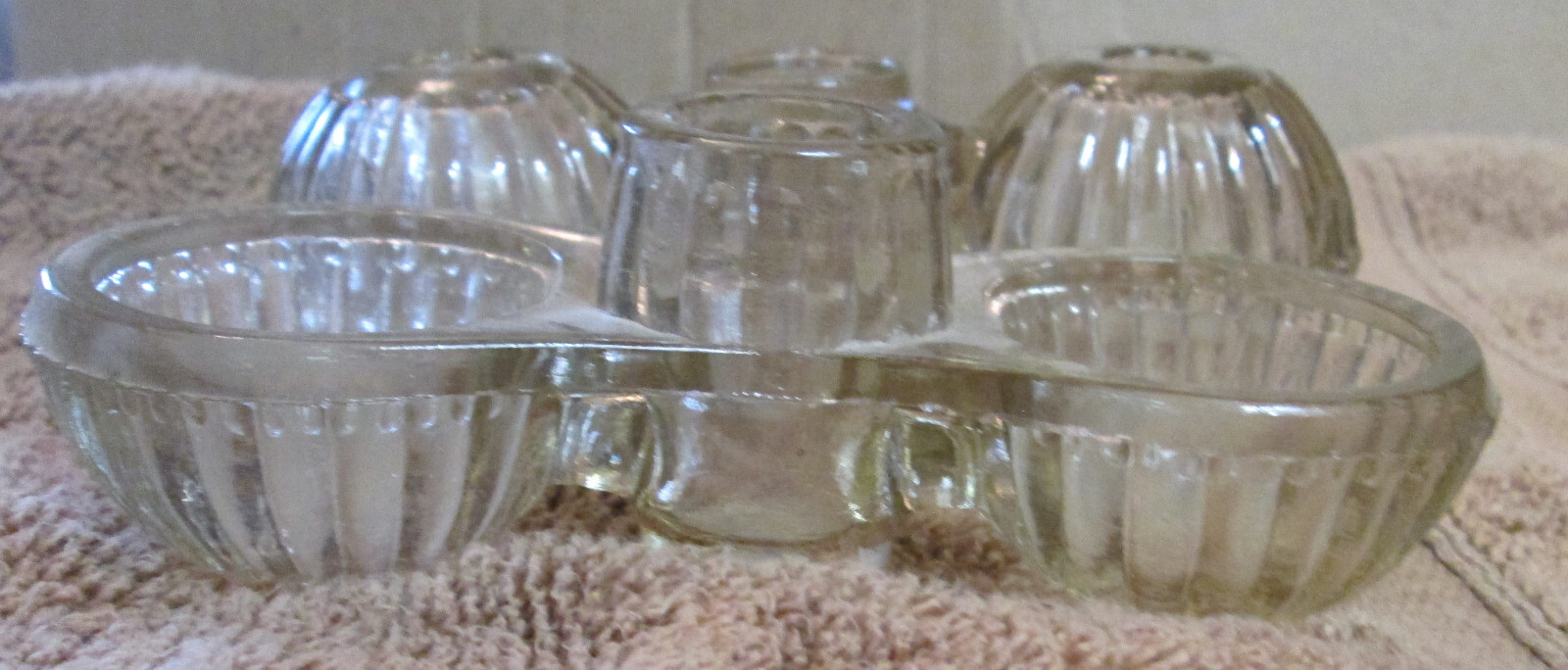 Vintage Clear Glass Double Salt Cellar With Toothpick Holder Ribbed Edges 