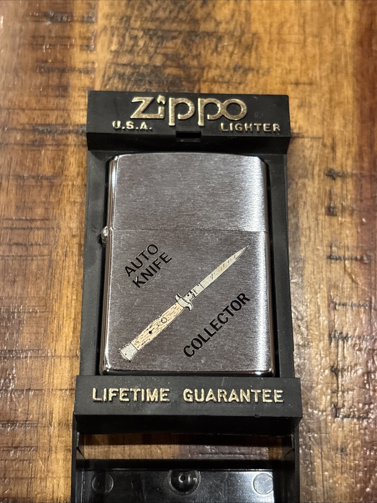 1995 Auto Knife Collector Chrome Vintage Zippo Lighter New B50