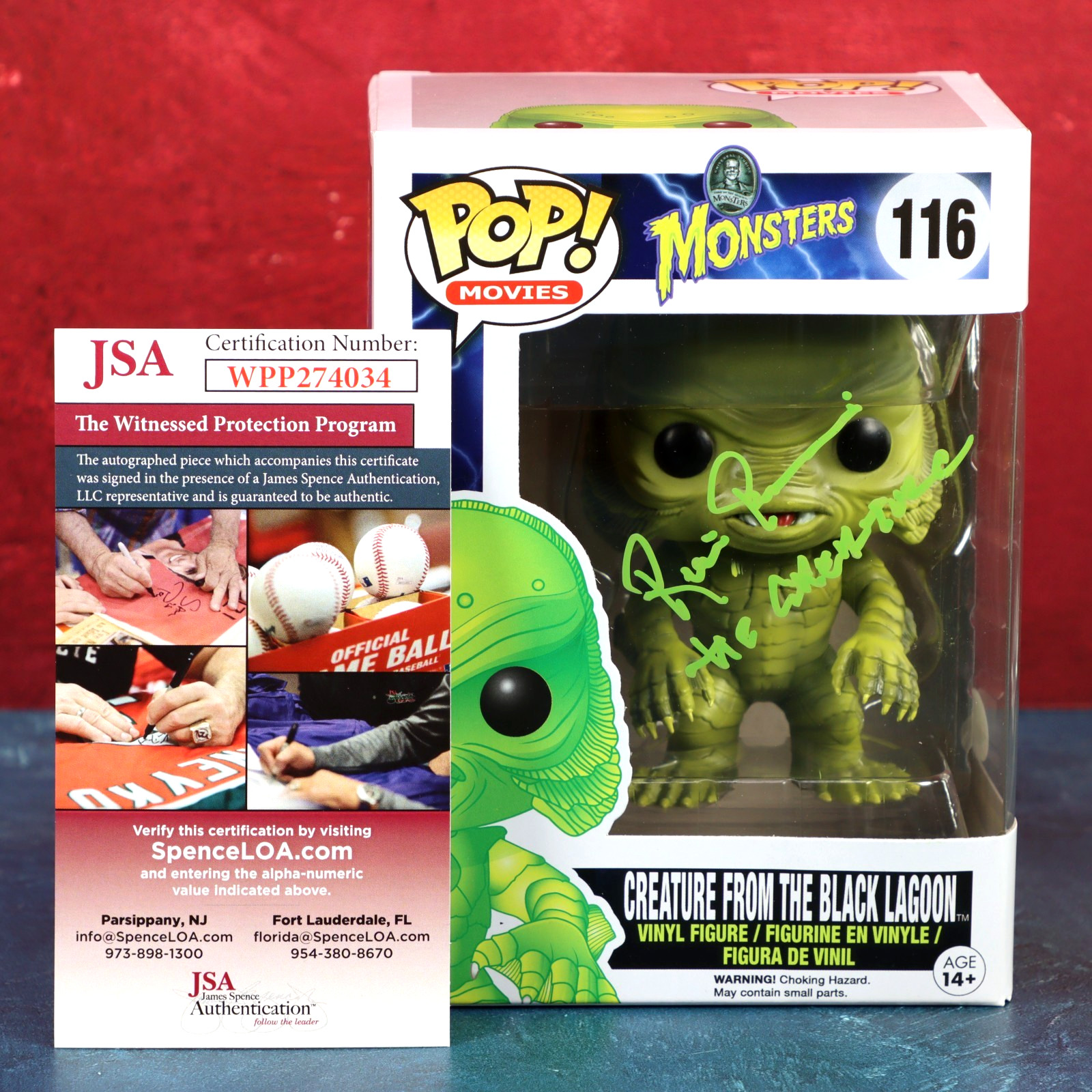 Ricou Browning Creature Black Lagoon Signed Funko Pop 116 COA 2015 W/ Protector