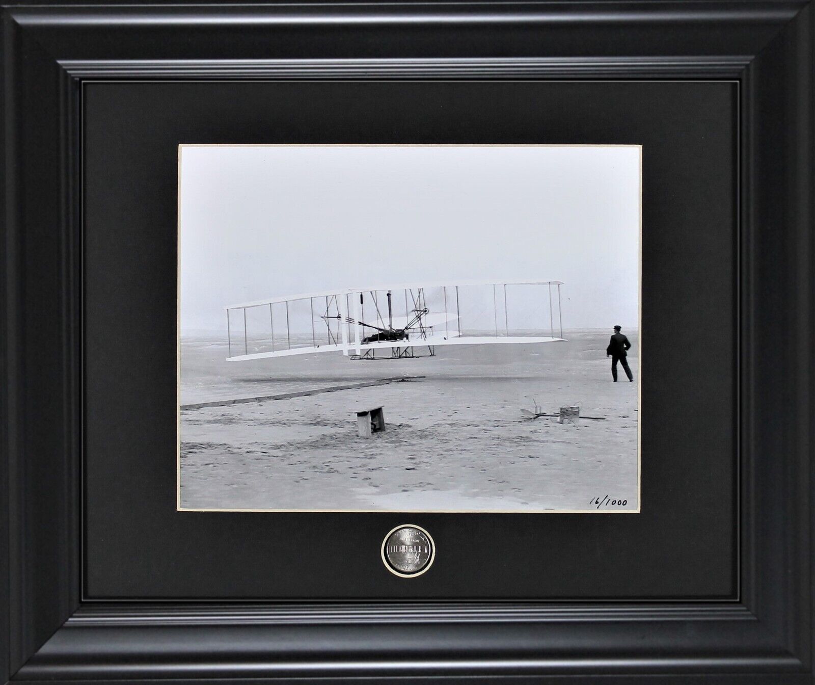 Wright Flyer Brothers First Manned Flight Framed Print NC State Quarter Coin COA