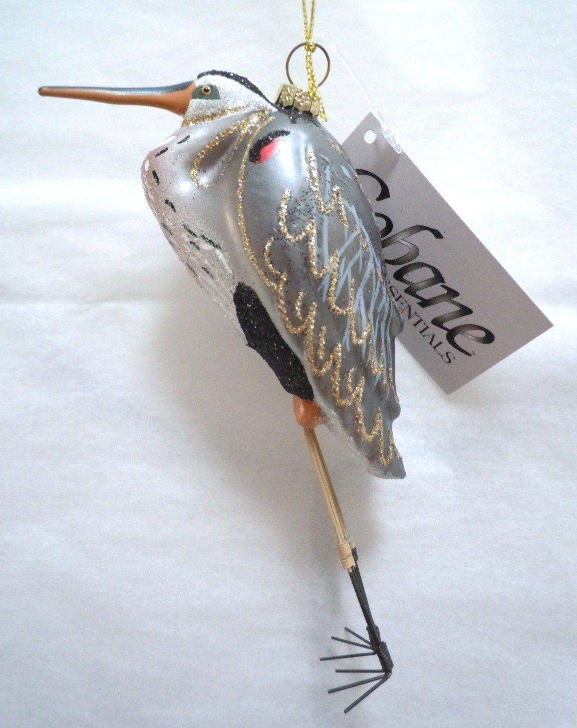 Cobane Studio Great Blue Heron Glass Ornament D446 New with Tag