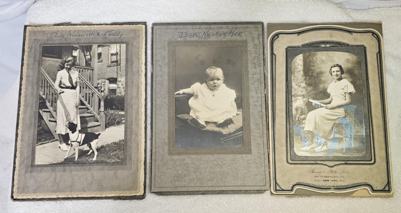 Lot 3- 1934 Antique Victorian Doris kiesewetter young lady woman baby card photo