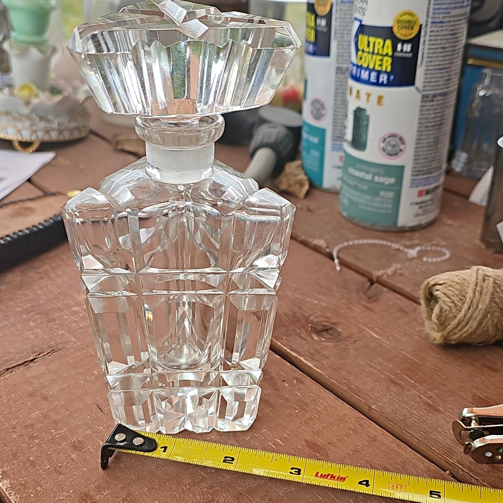 Faceted Clear Cut Crystal Glass Perfume Bottle with Stopper