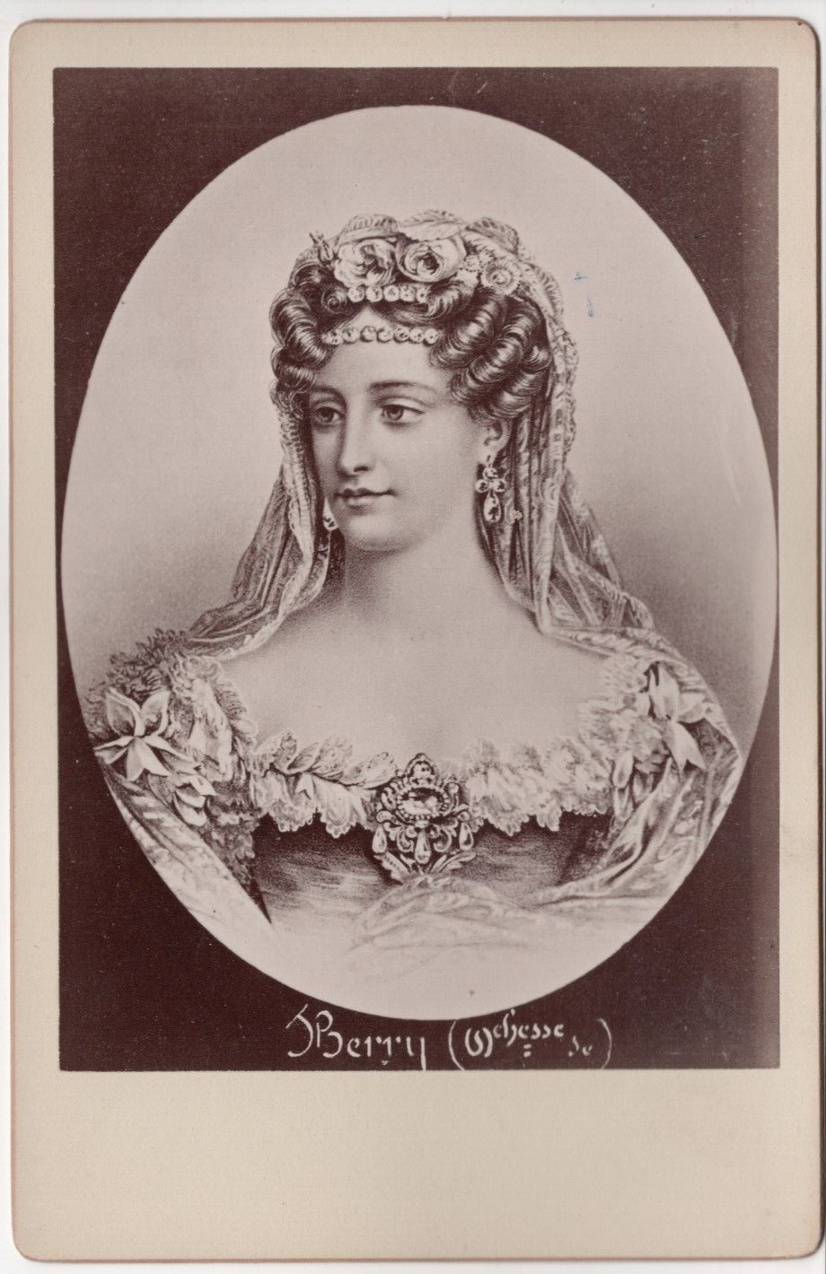 Rare Albumen Print Cabinet Card Duchesse De Berry c1870s Italian Princess