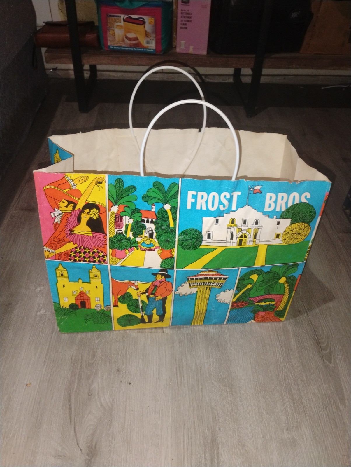 Vtg Frost Bros Dept Store Paper Bag San Antonio Texas Alamo Tower of Americas