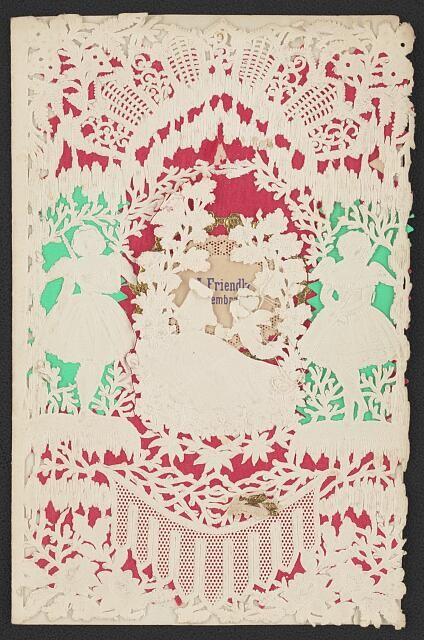Photo:1860s Victorian Valentine Card Angels Sentimental Message Cut Paper
