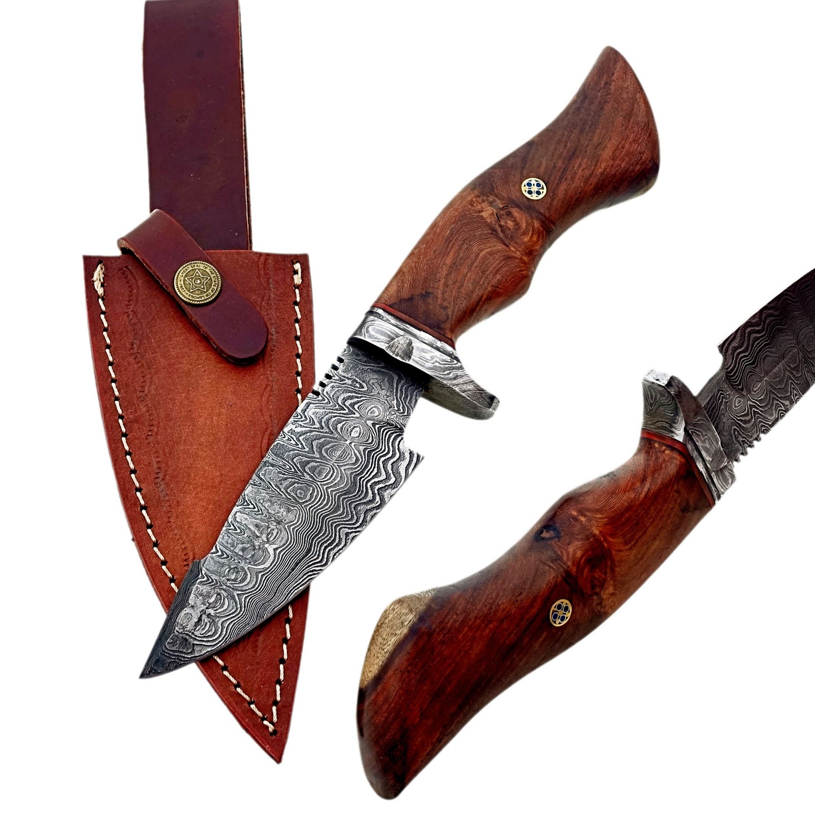Handmade Damascus Steel Hunting Knife: Iron Wood Handle, 12 Inch Blade
