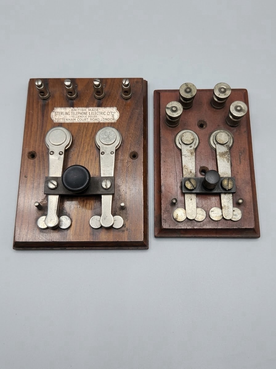 Vintage British Sterling Telephone & Electric Co Telegraph Double Knife Switches