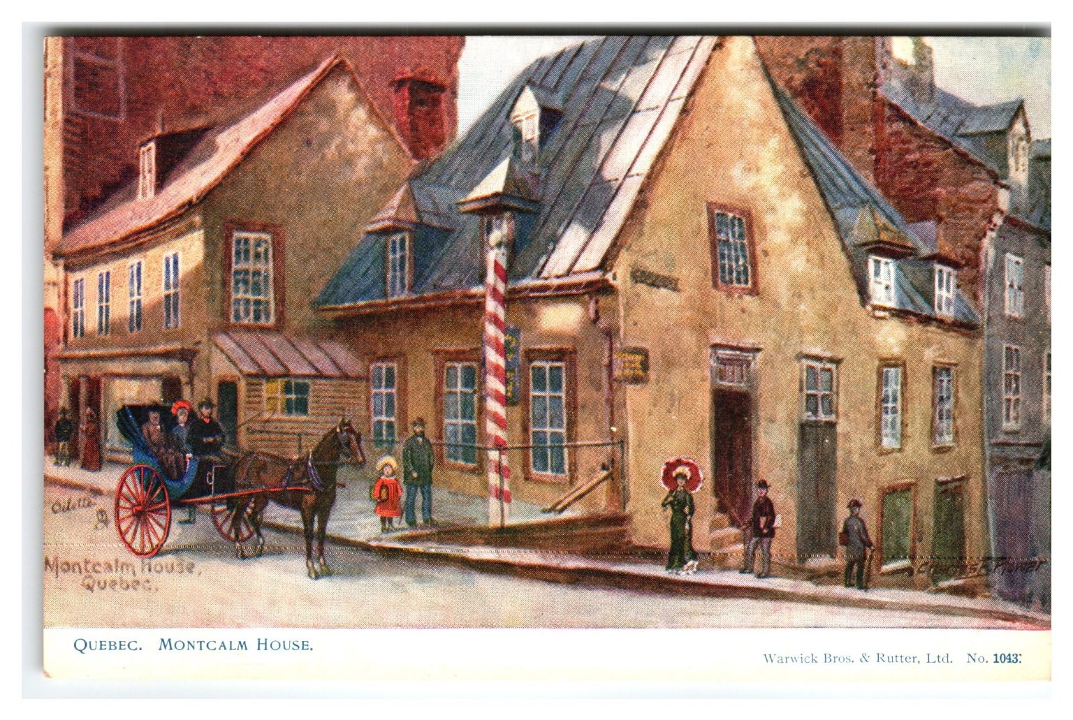 Vintage Raphael Tuck Oilette Postcard - Montcalm House Quebec City Canada Street Vintage Raphael Tuck Oilette Postcard - Montcalm House Quebec City Canada Street