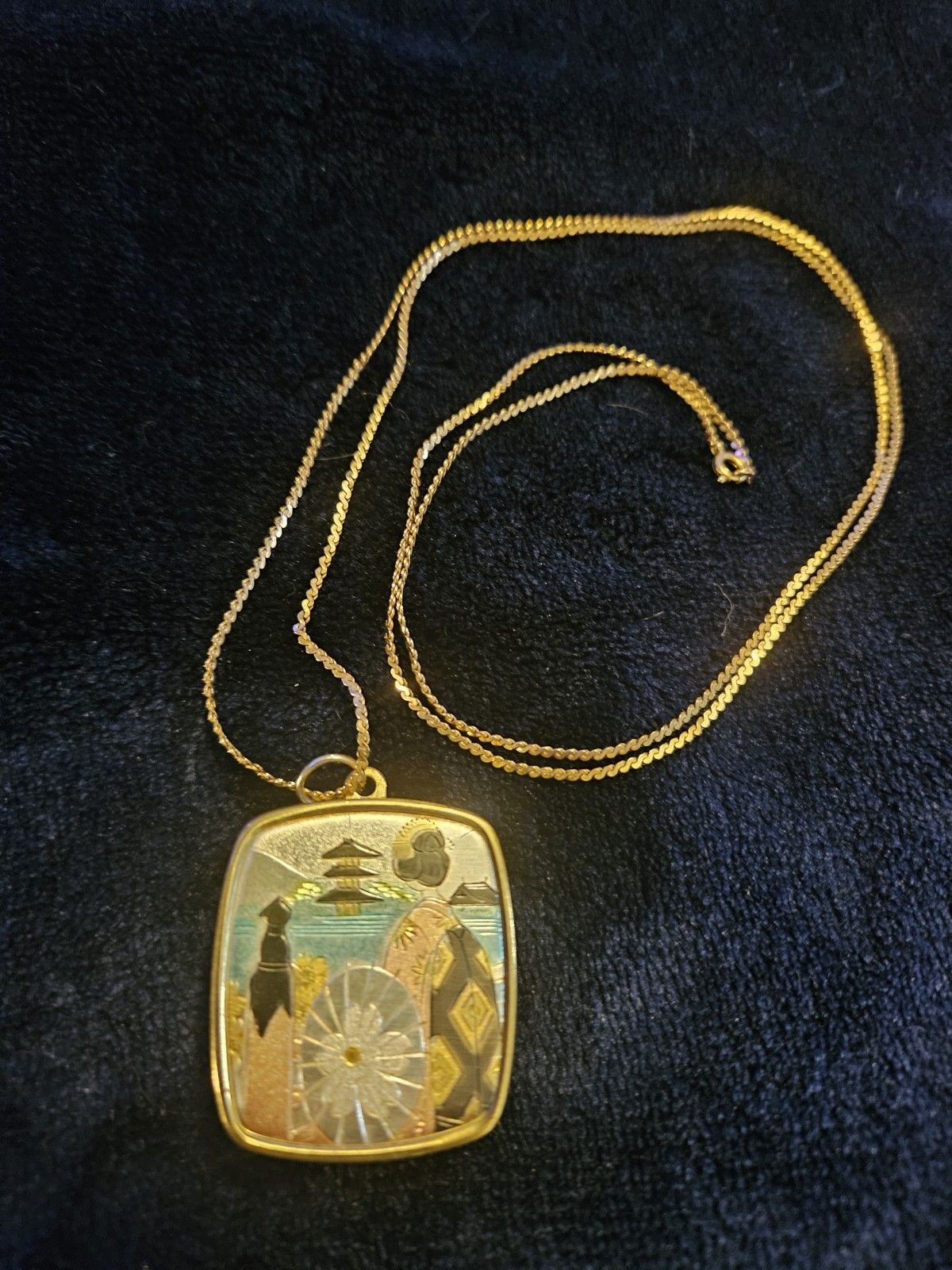 SANKYO Vintage Asian Miniature Music Box Pendant Necklace - Working