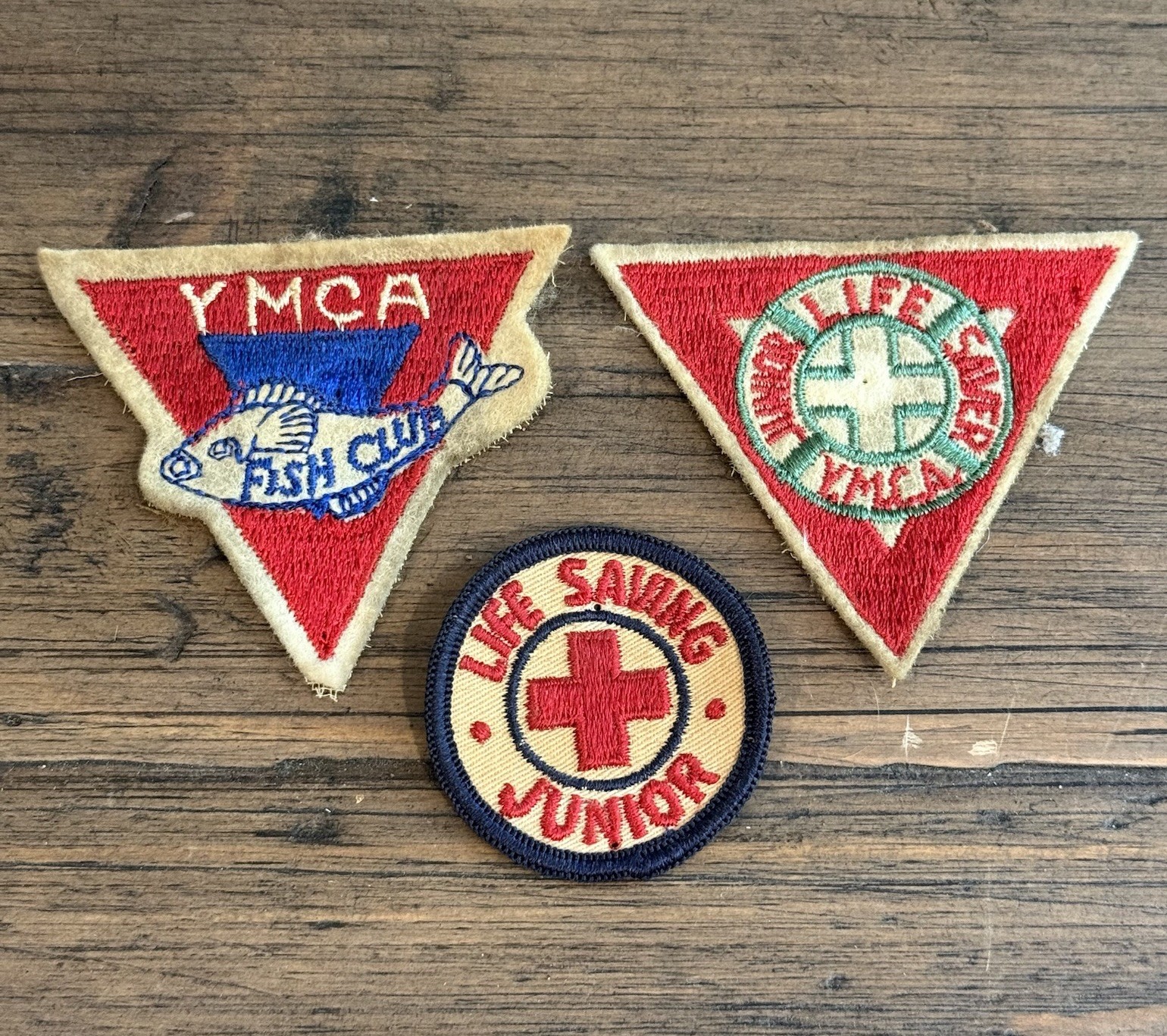 Vintage YMCA Fish Club & Life Saving Junior Patch Lot Red Cross YMCA