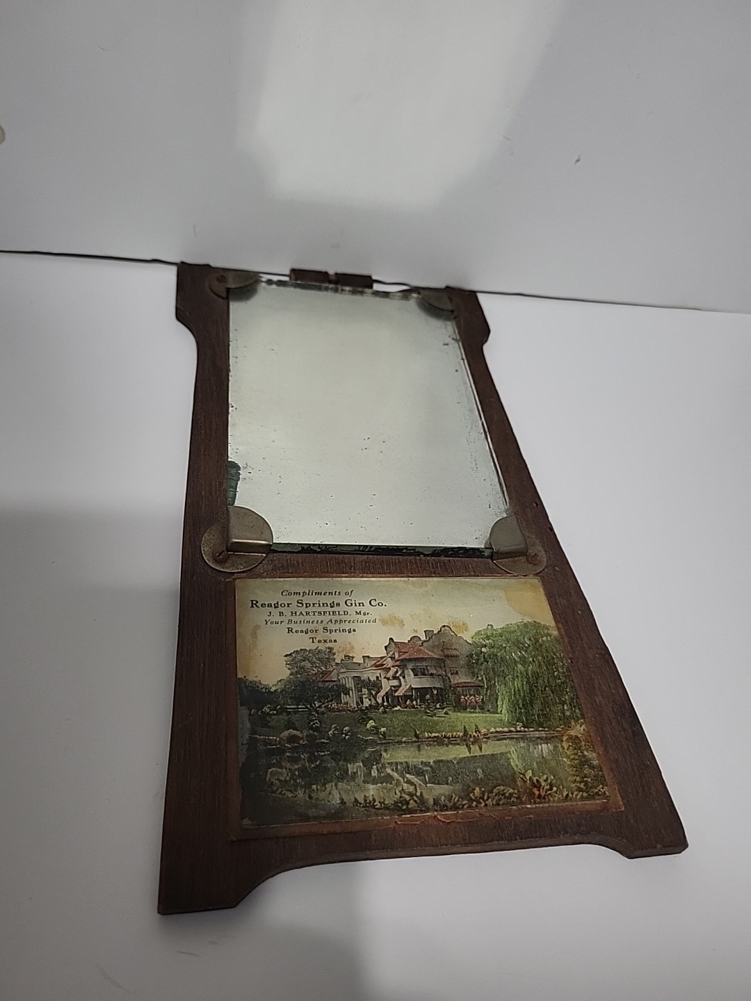 1920's ? SCARCE Reagor Spring ,Texas Cotton Gin Advertising, Mirror/ Wood Sign 1920's ? SCARCE Reagor Spring ,Texas Cotton Gin Advertising, Mirror/ Wood Sign