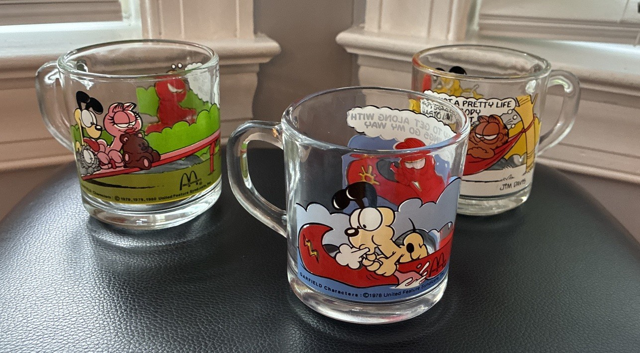 1978 Vintage McDonalds Garfield Coffee Mug Collector\'s Set of three By Jim Davis