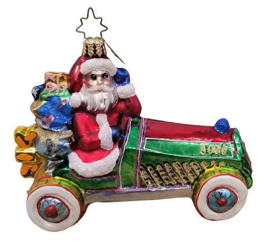 Christopher Radko Santa Race Car Christmas Ornament 