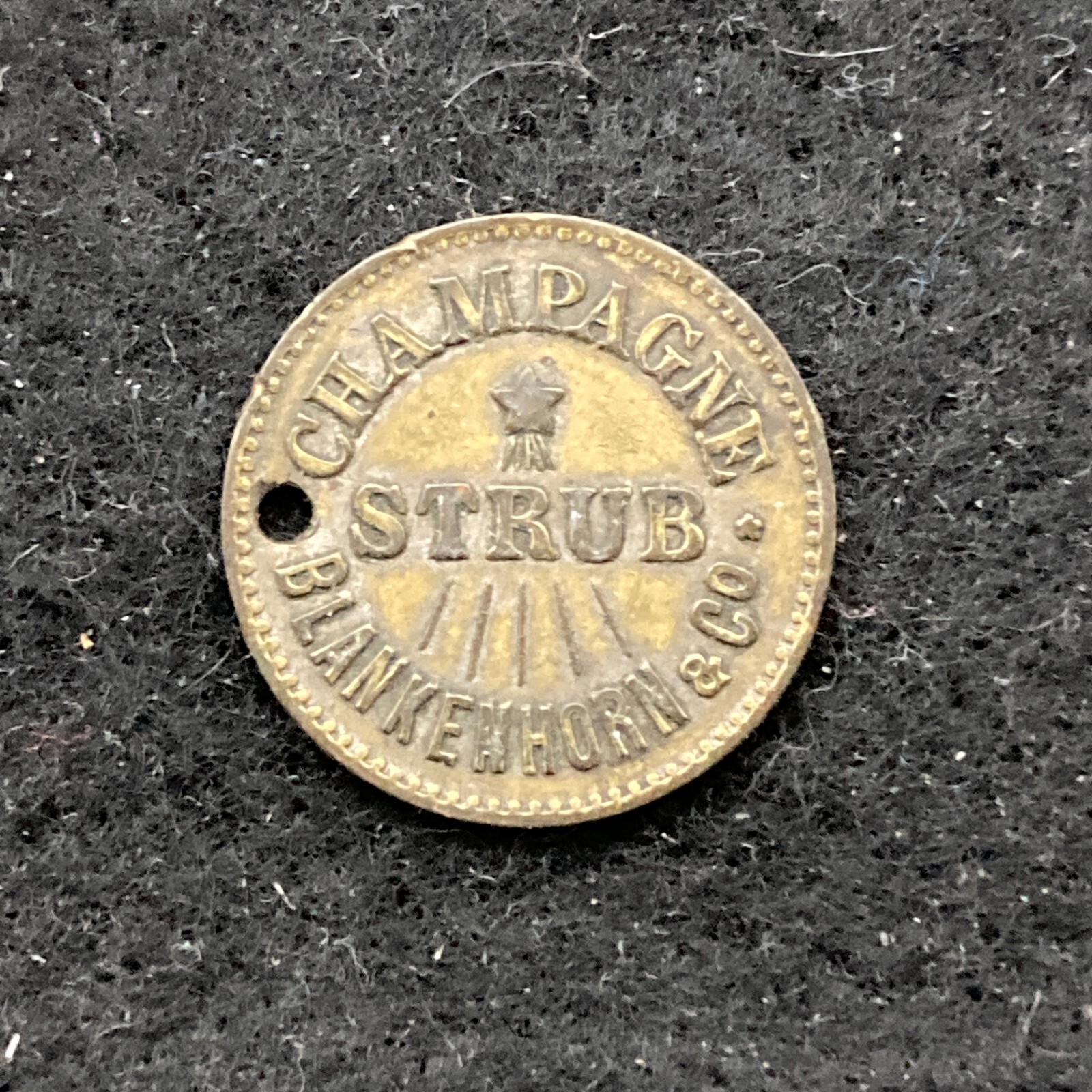 1896 French Blankenhorn & Co. Brass Trade Token