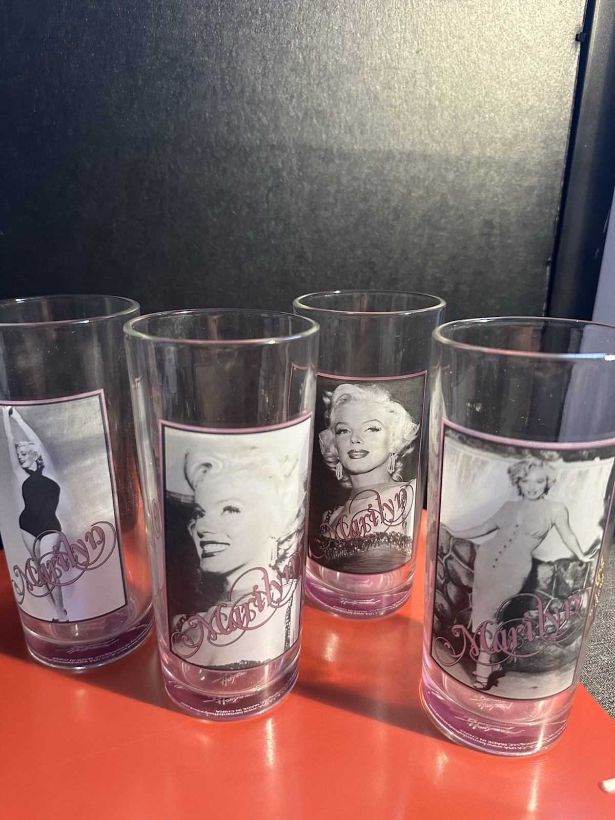 Vintage Marilyn Monroe Bernard of Hollywood Drinking Glasses Set of 4 1993