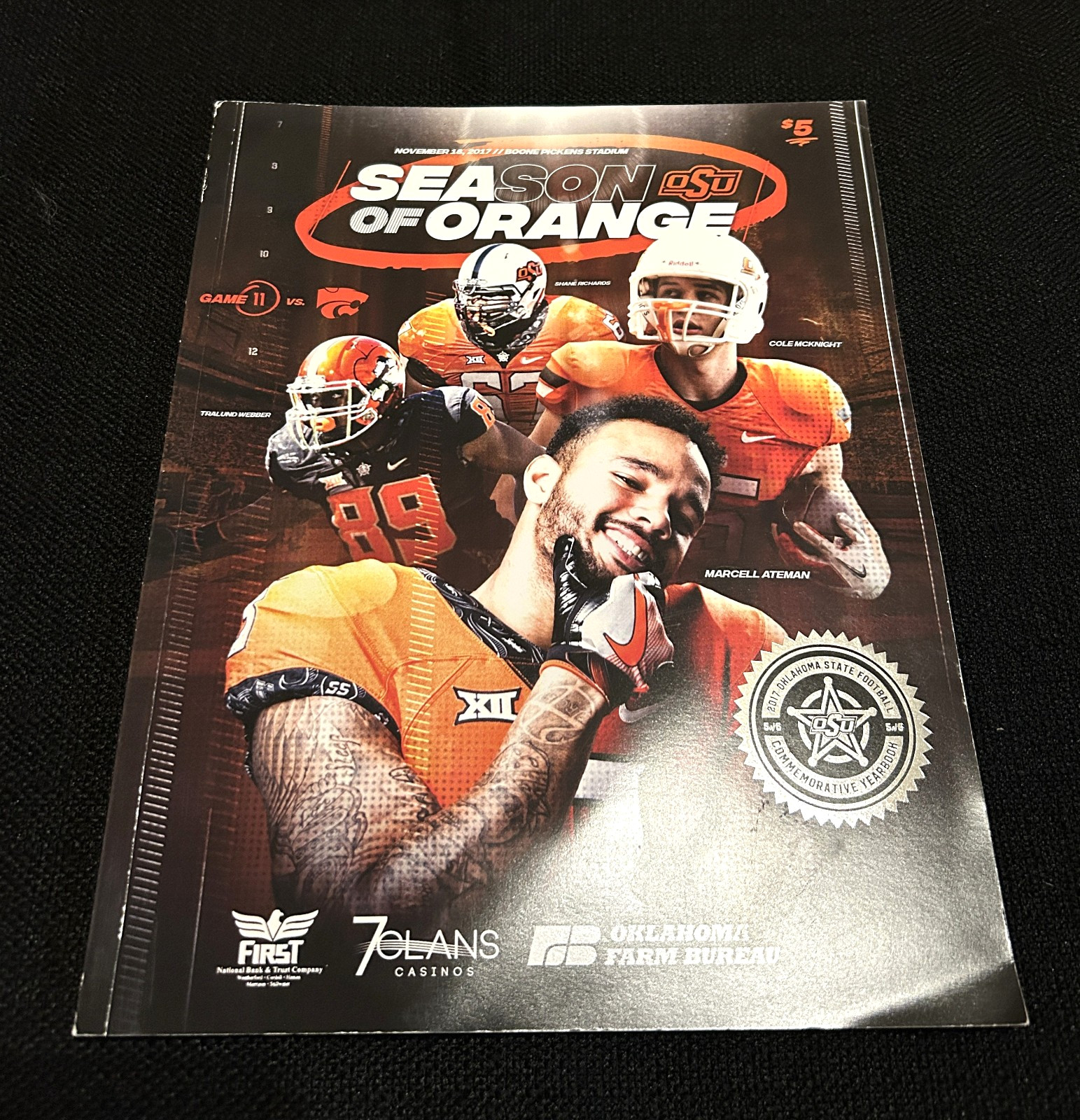 NICE Oklahoma State University vs Kansas State football game program 2017 - OSU