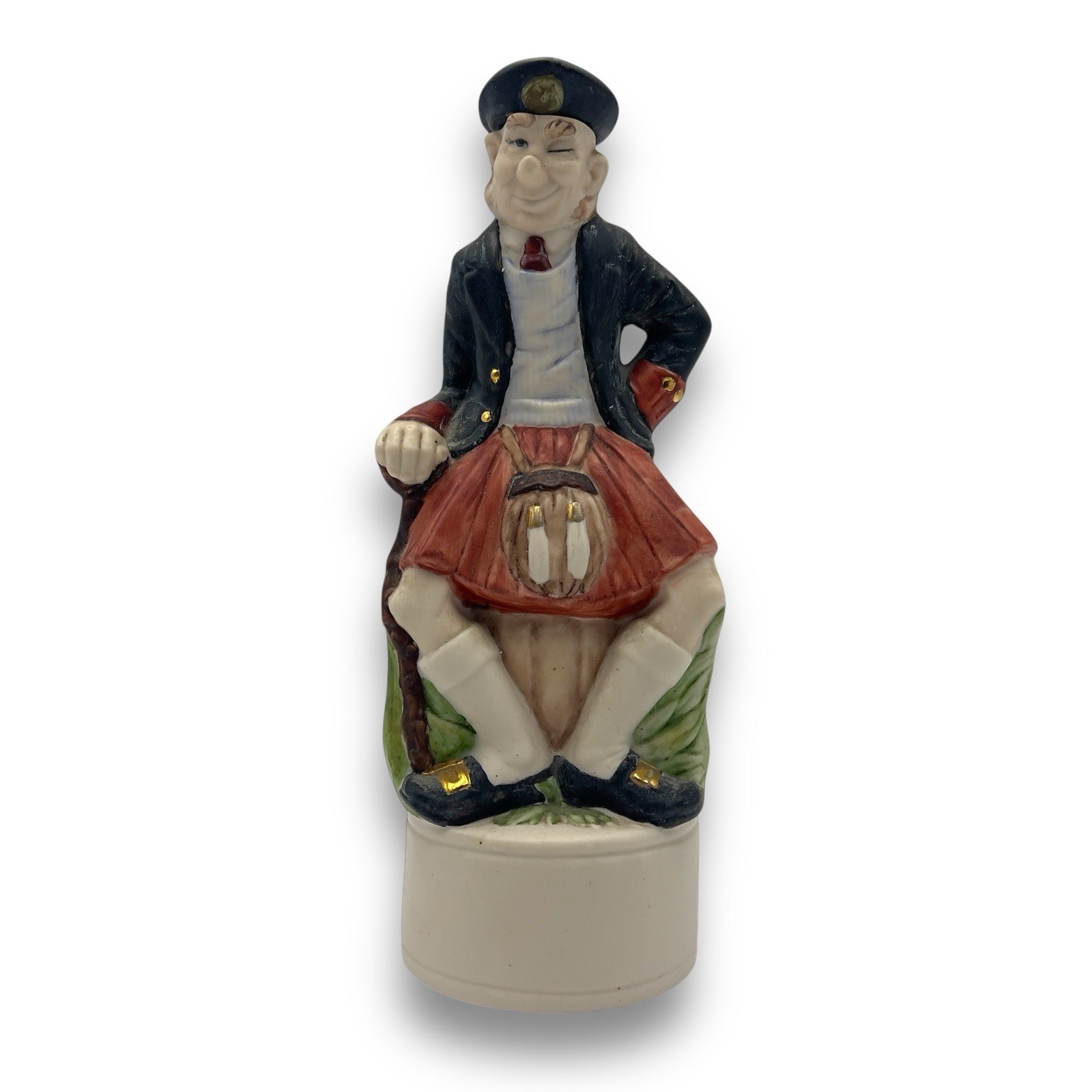 Vintage Alberta's Scotch Liquor Handpainted Scotsman Decanter 1965 Red Kilt
