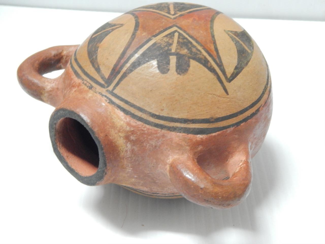 ANTIQUE ZIA PUEBLO INDIAN POTTERY CANTEEN POT - NICE SIZE + PATINA - BUY IT NOW
