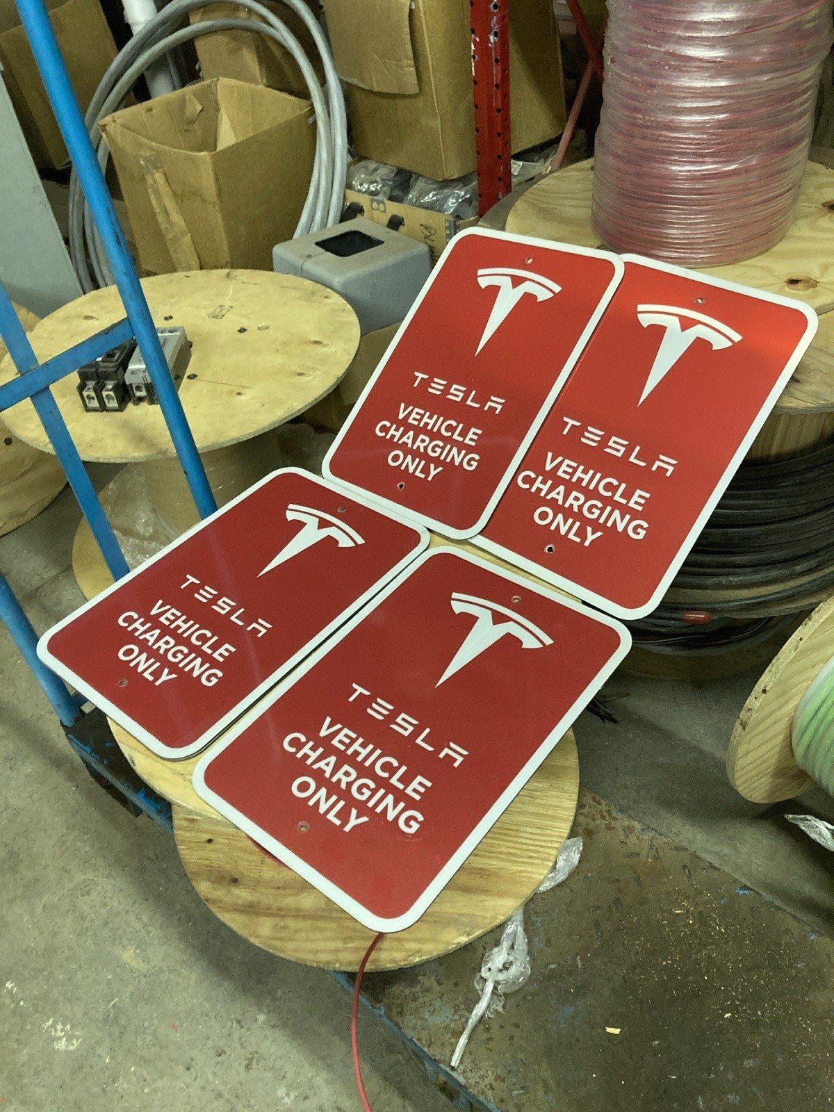 Qty 2 retired authentic Tesla “Vehicle Charging Only” Sign