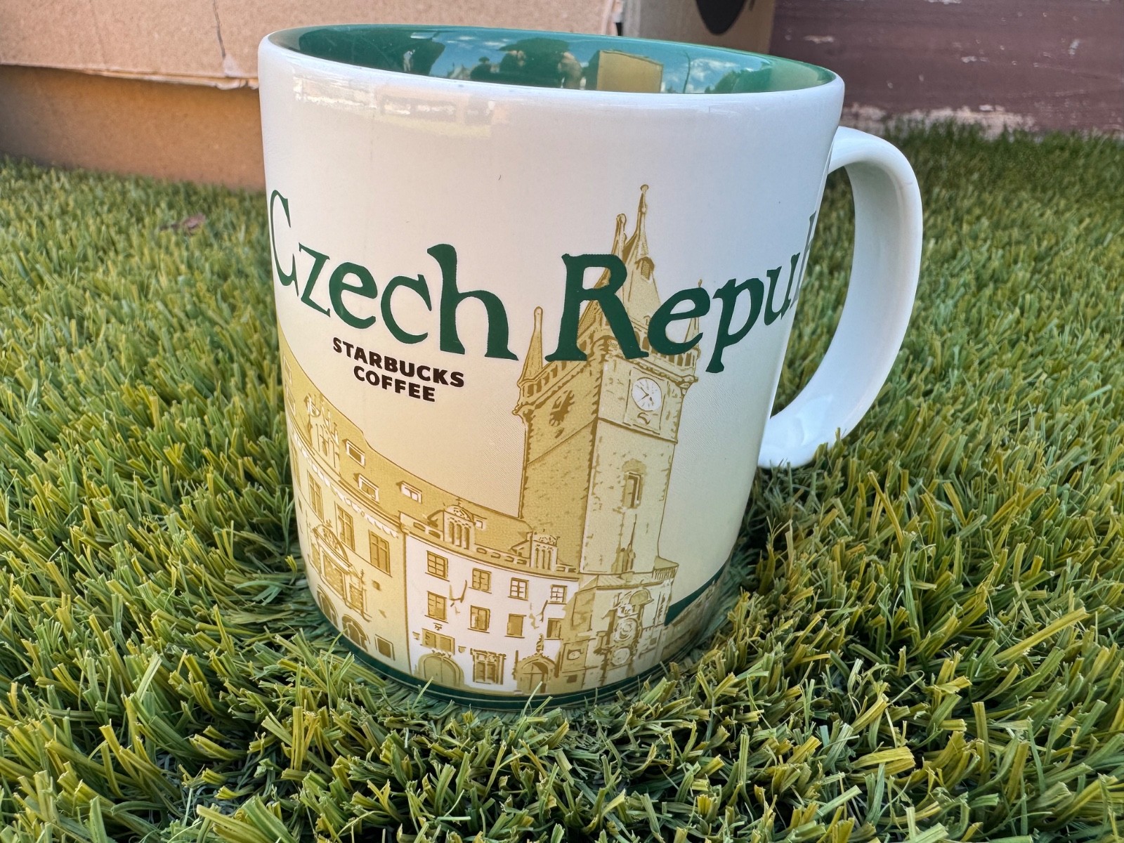 Starbucks Czech Republic City Series Collector Mug White/Green/Beige Coffee