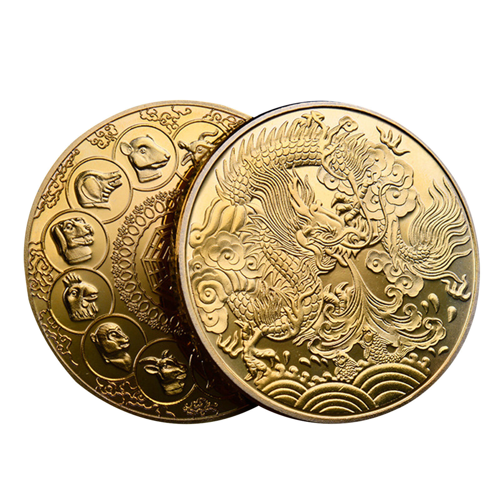 Chinese Dragon Zodiac Lucky Coin Solid Metal Collectible Coins