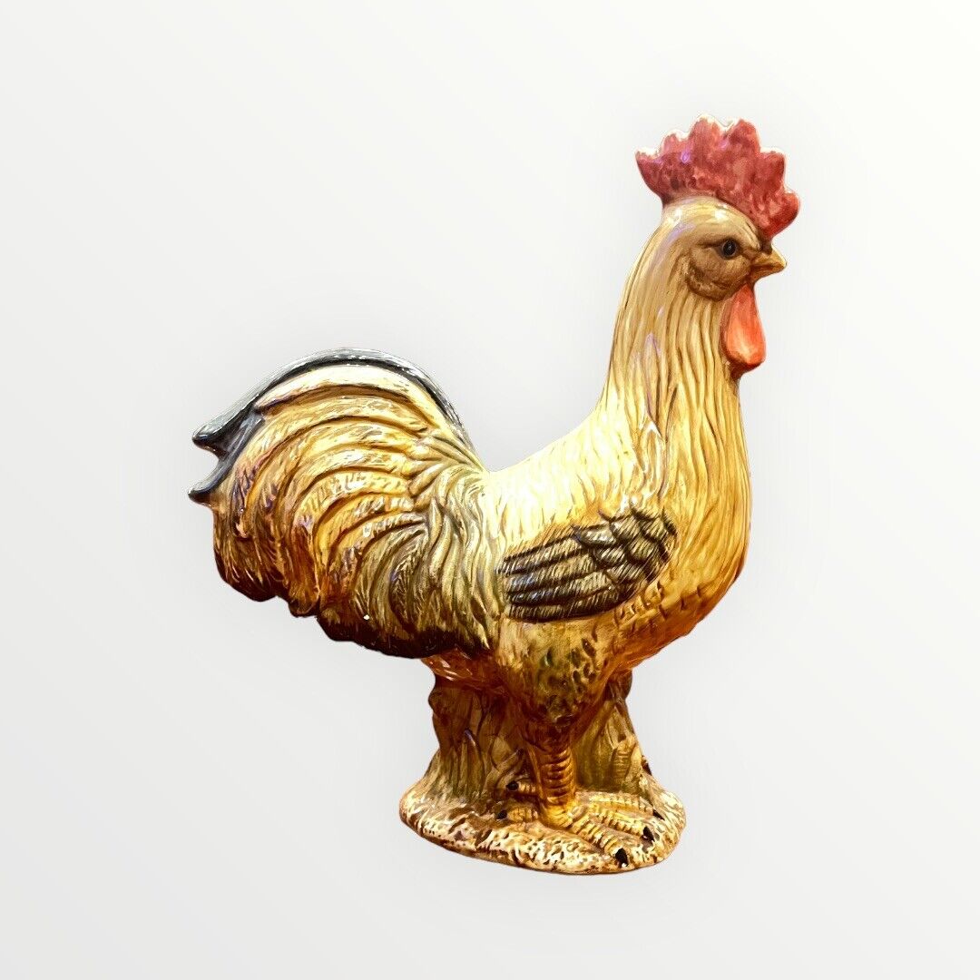 Realistic 14 Inch Ceramic Stand Alone Farmhouse Rooster Home Accent Statue