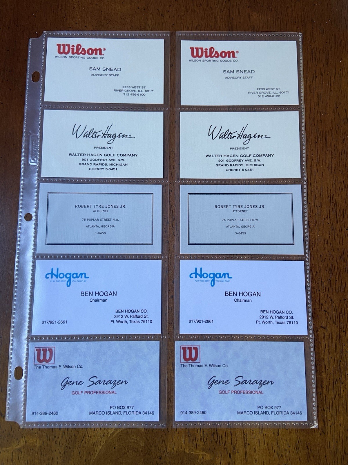 Vintage Golf Business Cards Lot Sam Snead, Hagen, Ben Hogan, Sarazen, Jones Vintage Golf Business Cards Lot Sam Snead, Hagen, Ben Hogan, Sarazen, Jones