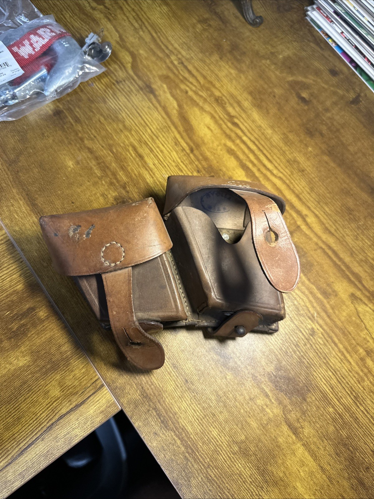 Vintage Austrian Stolla Wien Ammo Pouch Brown Leather Dated 1951