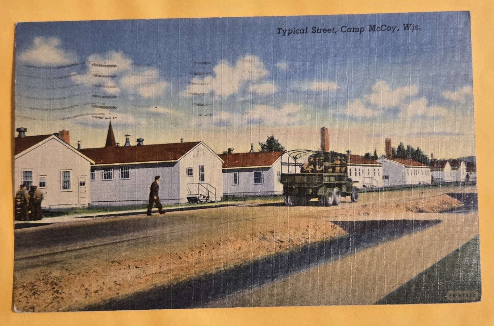 Typical Street Scene Camp McCoy WI Soldier Used 1951 Vtg Linen Postcard UB