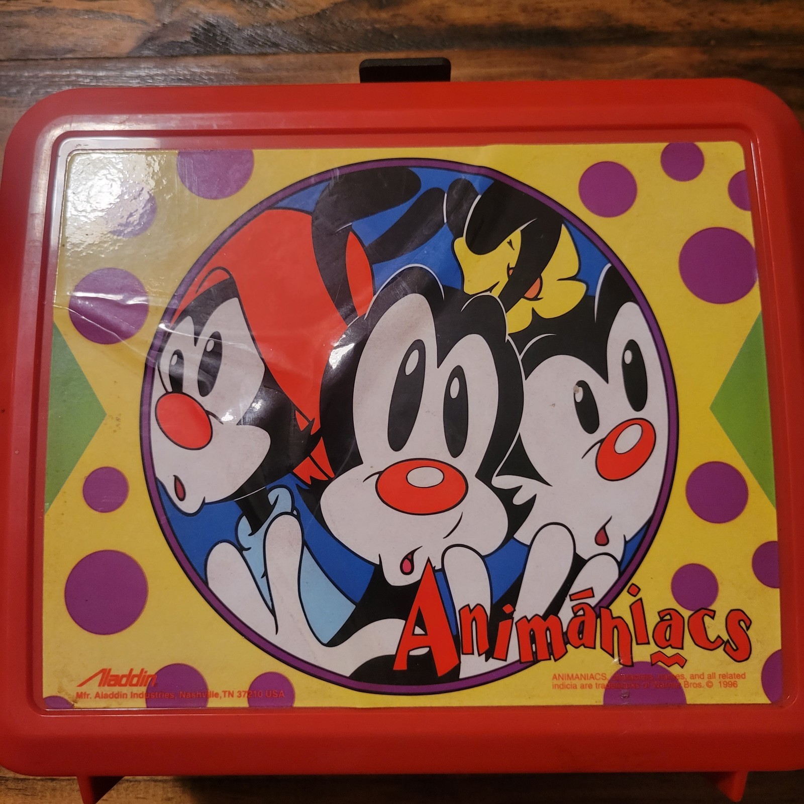 Aladdin 1994 Animaniacs Lunch Box w/ Thermos Plastic Red Vintage 90's