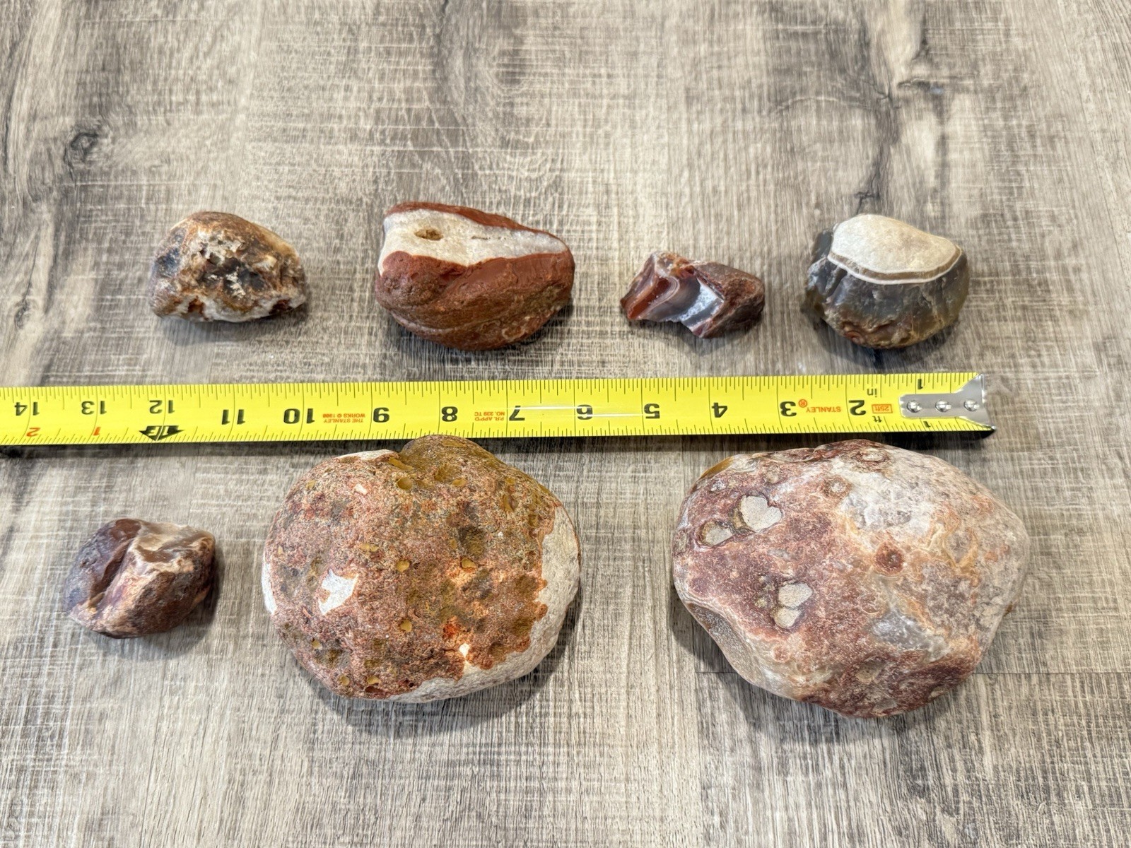 Lake Superior Agates With Quartz - 7 Rock Collection - 1050g - Banded Eyes
