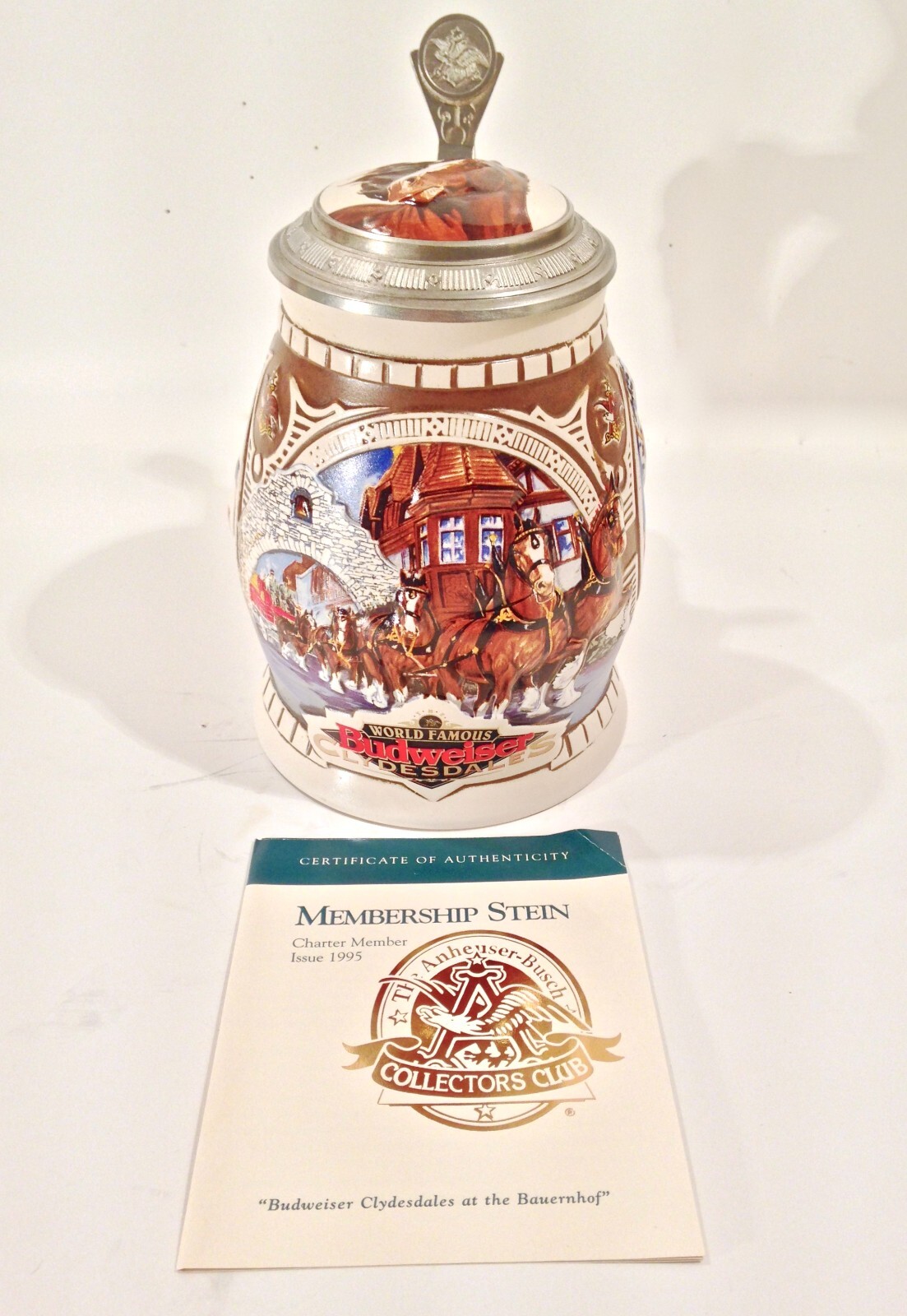 Vintage 1995 Anheuser Busch Menbers Only CB-1 Beer Stein Ceramarte Brazil NOS
