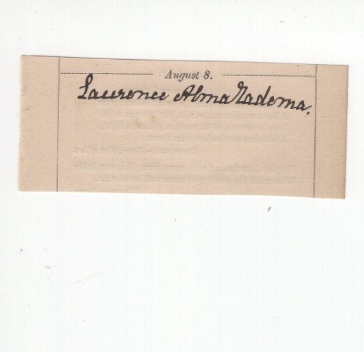 Lawrence Alma Tadema (1836-1912) Signed Clip Autographed / Dutch Painter Artist