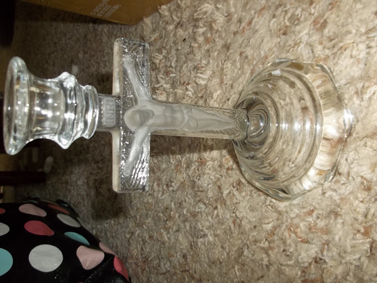 Glass Crucifix Cross Candleholder Candlestick 7