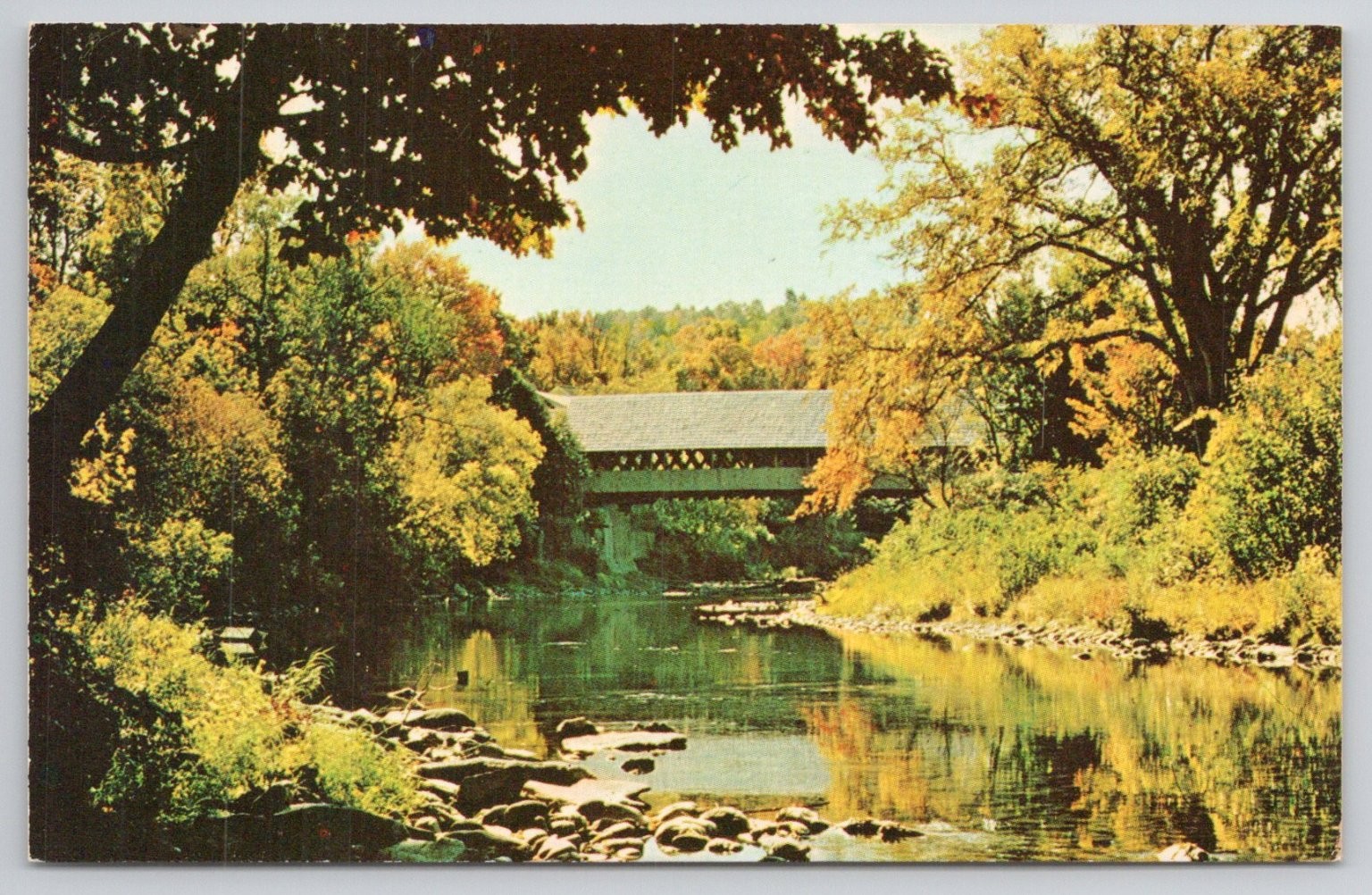 Middle Bridge Woodstock Vermont 1969 Covered Bridge G.B. Biggs Postcard