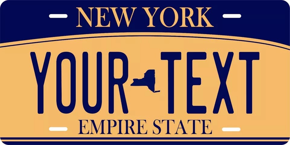 New York Orange Blue Custom State License Plate Personalized 12